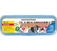 EBERHARD FABER 511429 - Set de crayons de couleur Colori, 16 crayons de couleur épais et 2 crayons d'apprentissage B