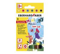 Eberhard Faber 518905 - Jumbo kleurpotloden 3in1 met waskrijt, aquarelpotlood en kleurpotlood, Mini Maxi, 6 krijtjes