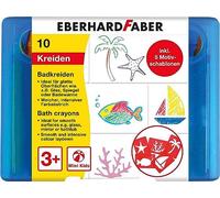 Eberhard Faber 524110 - Set de craies pour le bain, 10 crayons pour le bain et 5 pochoirs, lavables sans laisser de traces