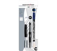 Eberhard Faber 551002 - Set d'écriture avec stylo à plume, effaceur d'encre et cartouches d'encre, set NXT-PEN gris/noir