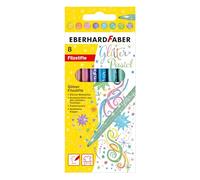 EBERHARD FABER 551009 - Crayons-feutres pailletés pastel, 8 crayons de couleur à pointe fine en étui carton