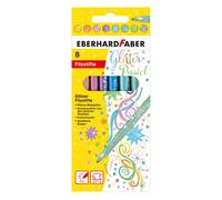 Eberhard Faber 551009 Glitter Felt Tip Pens in 8 Intense Pastel Colours, Lead Th