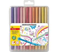 Eberhard Faber 551024 Glitter Felt Tip Pens in 24 Bright Colours, Lead Thickness