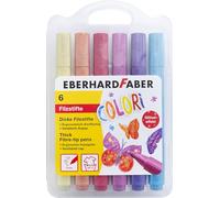 EBERHARD FABER 551214 - Set de feutres Glitter, 6 crayons épais dans un étui plastique, épaisseur de trait 2 mm