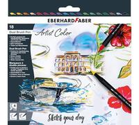 Eberhard Faber 558218 - Dual Brush Pen Artist Color, 18 feutres pointe épaisse et fine, aquarellable
