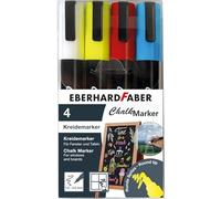EBERHARD FABER 558304 - Set de marqueurs à craie, 4 crayons à craie pour surfaces lisses, crayons pour fenêtres lavables