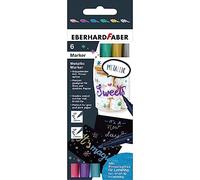 Eberhard Faber 558406 - Metallic marker, 6 viltstiften, dikke en dunne punt, penseelstiftenset