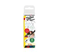 Eberhard Faber 559504 - Crayons de tatouage pour enfants, 4 crayons dans un étui plastique avec 4 pochoirs