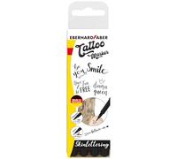 Eberhard Faber 559506 - Set de crayons de tatouage Skinlettering, 4 crayons dans un étui plastique avec 4 pochoirs