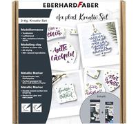 Eberhard Faber 570199 - Set créatif EFA Plast, 500 g de pâte à modeler blanche et 6 marqueurs métalliques Duo
