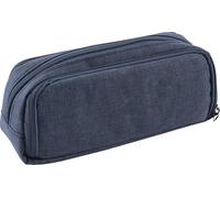 Eberhard Faber 577416 - Trousse à Crayons 3 Compartiments Bleu foncé, Grande Trousse d'écolier avec Boucles et Compartiments intérieurs, Trousse pour l'école
