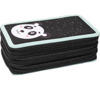 Eberhard Faber 577475 Trousse Triple Decker, avec 36 Accessoires d'écriture, Trousse à Crayons Panda avec 3 Fermetures éclair