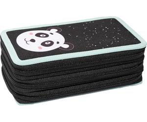 EBERHARD FABER 577475 - Trousse Triple Decker, avec 36 accessoires de bureau, trousse panda avec 3 fermetures éclair