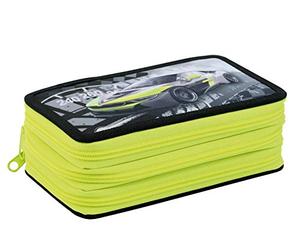 Eberhard Faber 577571 - Pennenetui Triple Decker, met 36 schrijfwaren, Race Car pennenetui met 3 ritssluitingen