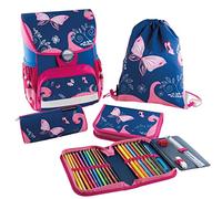 Eberhard Faber 577650 - Satchelset vlinder, EFAlino, 4-delig, met schoolrugzak, etui, pennenrol en gymtas