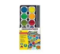 Eberhard Faber 578324 - Boîte de peinture à l'eau Winner, 24 couleurs avec blanc opaque et compartiment à pinceaux