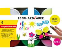 EBERHARD FABER 578603 - Set de peintures au doigt EFA Color, 6 couleurs de 40 ml chacune, dont 2 couleurs fluo, peintures au doigt pour enfants, non toxiques
