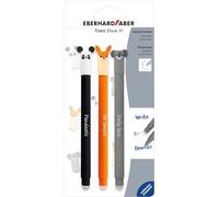 EBERHARD FABER 582123 - Roller effaçable, 3 Animal Erase it Panda, Renard, Koala, stylo gel bleu 0,7 mm