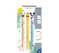 EBERHARD FABER 582184 - Stylo roller effaçable, 3 Animal Erase it motifs estivaux, stylo gel bleu 0,7 mm