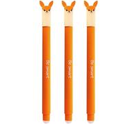 Eberhard Faber 599016 - Tinteroller effaçable renard, 3 Animal Erase it Stylos, stylo gel bleu 0,7 mm