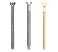 EBERHARD FABER 599019 - Roller effaçable, 3 Animal Erase it lama, koala, souris, stylo gel bleu 0,7 mm