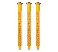 EBERHARD FABER 599037 - Roller à encre effaçable Girafe, 3 crayons Animal Erase it, stylo gel bleu 0,7 mm