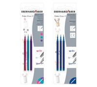 EBERHARD FABER 599051 - Recharges pour stylos à bille gel effaçables, 6 recharges, 1 rose, 1 violet, 1 bleu ciel et 3 bleues, pour stylos à bille effaçables