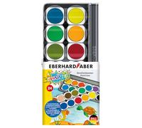 Eberhard Faber – Boîte de peinture à l'eau Winner, 24 couleurs, blanc opaque, compartiment pinceaux