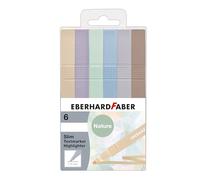 Eberhard Faber Lot de 6 surligneurs fins aux nuances naturelles pour marquage, document, livres, école, travail, université, bureau, fournitures pour enseignants, étudiants, papeterie, sacs de fête