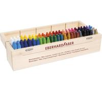 EBERHARD FABER - Pastels à la Cire Colori, 100 pièces | Crayons de cire incassables de forme triangulaire, résistants à l'eau, boîte en bois