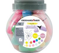 EBERHARD FABER - Set de mini-surligneurs, 12 pièces | Marqueurs dans une bonbonnière avec pointe biseautée
