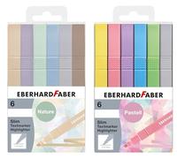 EBERHARD FABER - Surligneurs Slim, 12 couleurs | Surligneurs aux couleurs naturelles et pastel avec pointe biseautée, pour les notes, les agendas et le bureau