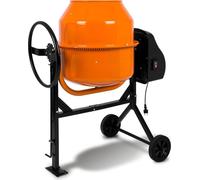 EBERTH 140L Bétonnière électrique mobile, moteur 550W, châssis, tambour et couronne dentée en acier, volant blocable, large repose-pieds