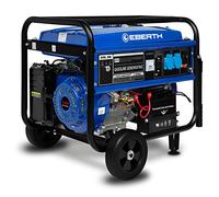 EBERTH 5500 Watt Groupe électrogène Générateur électrique portable moteur à essence 13 CV, 4 temps, 2x 230V, 1x 12V, monophasé, démarrage électrique, régulateur AVR, sécurité niveau d'huile avec roues
