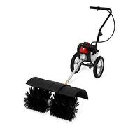 EBERTH Balai à essence 3 CV avec moteur 2 temps, 52 cm³, avec roues, 2 rouleaux de 30 cm, largeur de balayage 60 cm, levier d'accélérateur en continu sur la poignée ergonomique, couvercle de