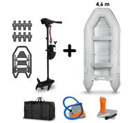 EBERTH Bateau pneumatique 8 personnes avec moteur 86 LBS de poussée, sans permis, bateau de pêche avec moteur hors-bord électrique, bancs, coque rigide