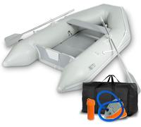 EBERTH Bateau pneumatique Bateau de pêche Bateau à pagaie en PVC robuste pour moteur hors-bord 3 personnes + 1 enfant, 2,70m x 1,50m bateau avec banc, 2X pagaies, plancher en bois