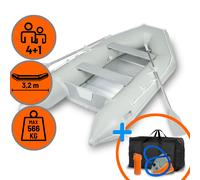 Bateau Gonflable - EBERTH - PVC Robuste - 4 Personnes + 1 enfant - jusqu'à 566kg - 2 pagaies - kit de réparation - Sac de Transport
