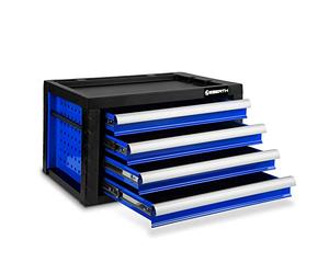 EBERTH Caisse à Outils Vide, Armoire à Outils métallique avec 4 tiroirs, Rails télescopiques sur roulements à Billes, Extension Totale, verrouillable avec 2 clés, revêtement par Poudre Bleu foncé