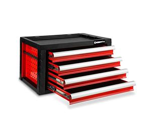 EBERTH Caisse à Outils Vide, Armoire à Outils métallique avec 4 tiroirs, Rails télescopiques sur roulements à Billes, Extension Totale, verrouillable avec 2 clés, revêtement par Poudre Rouge