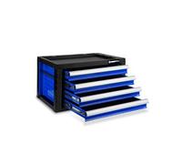 EBERTH Caisse à Outils Vide, Armoire à Outils métallique avec 4 tiroirs, Rails télescopiques sur roulements à Billes, Extension Totale, verrouillable avec 2 clés, revêtement par Poudre Bleu foncé