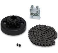 EBERTH Embrayage centrifuge pour arbre 25,4mm Ø, Embrayage à chaîne avec chaîne type 428# 1,2m et Toolkit, Embrayage centrifuge à dents