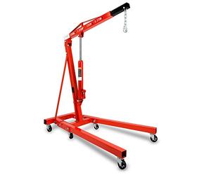 EBERTH Grue d’Atelier Chèvre de Levage d'une Puissance Maximale de 2000kg, Grue Hydraulique pour l'atelier avec Flèche de Grue Réglable en 4 Positions 1050-1590mm, Pliable, 6 Roues Pivotantes