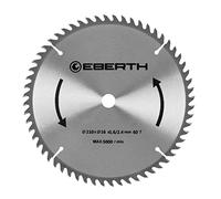EBERTH Lame de Scie Circulaire en Acier avec Dents en Carbure pour la Coupe du Bois (Diamètre 210mm, Alésage 16mm, Épaisseur de la Lame 1.6mm, Largeur de Coupe 2.4mm, 60 Dents, RPM Max. 5000)