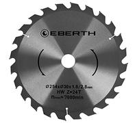 EBERTH Lame de Scie Circulaire en Acier avec Dents en Carbure pour la Coupe du Bois (Diamètre 254mm, Alésage 30mm, Épaisseur de la Lame 1.8mm, Largeur de Coupe 2.8mm, 24 Dents, RPM Max. 7000)