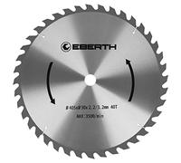 EBERTH Lame de Scie Circulaire en Acier avec Dents en Carbure pour la Coupe du Bois (Diamètre 405mm, Alésage 30mm, Épaisseur de la Lame 2.2mm, Largeur de Coupe 3.2mm, 40 Dents, RPM Max. 3500)