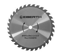 EBERTH Lame de Scie Circulaire en Acier avec Dents en Carbure pour la Coupe du Bois (Diamètre 405mm, Alésage 30mm, Épaisseur de la Lame 2.2mm, Largeur de Coupe 3.2mm, 32 Dents, RPM Max. 5000)
