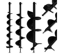 EBERTH Perceuse de Sol Foret Hélicoïdal Foreuse de Jardin Set de 3 avec Un Diamètre de 100mm, 150mm, 200mm et Une Longueur de 800mm, Acier, Laqué, Connexion Enfichable avec Boulon de Sécurité