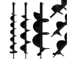 EBERTH Perceuse de Sol Foret Hélicoïdal Foreuse de Jardin Set de 3 avec Un Diamètre de 100mm, 150mm, 200mm et Une Longueur de 800mm, Acier, Laqué, Connexion Enfichable avec Boulon de Sécurité
