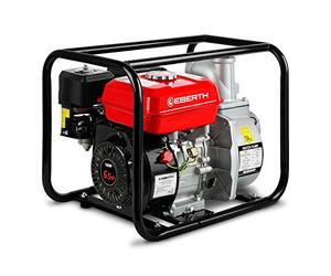 EBERTH Pompe a Eau Pompe de Jardin a Essence, Moteur 6,5CV, 4 Temps, Débit 60.000l/h, Raccord 3 Pouce, Hauteur d'Aspiration 7m, Démarrage par Câble, Cadre Métallique, Poignée de Transport